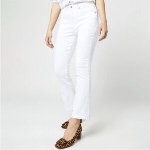 Ann Mashburn Cropped Flare 5 Pocket Crisp White Jeans 27